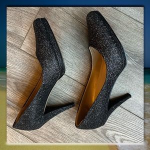 Ellen Tracy CODY Black Glitter High Heeled Pumps, Size 7M